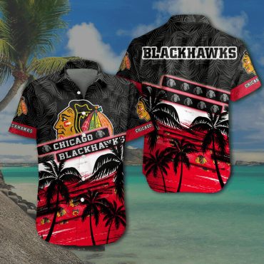 Chicago Blackhawks Tropical Paradise Hawaiian Shirt Unisex T-shirt, Sweatshirt, Hoodie, Long Sleeve Tee - T-Shirt, Sweatshirt, Hoodie