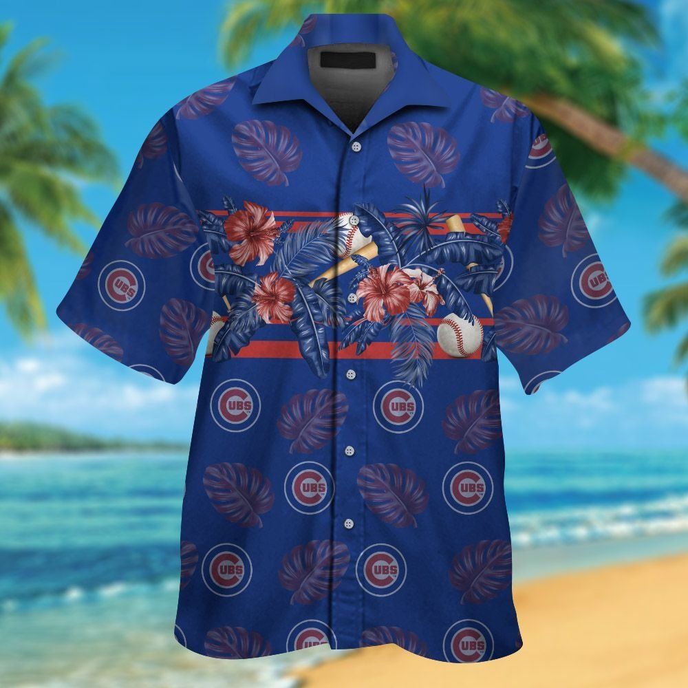 Chicago Cubs Short Sleeve Button Up Tropical Hawaiian Shirt VER011 Unisex T-shirt, Sweatshirt, Hoodie, Long Sleeve Tee - T-Shirt, Sweatshirt, Hoodie