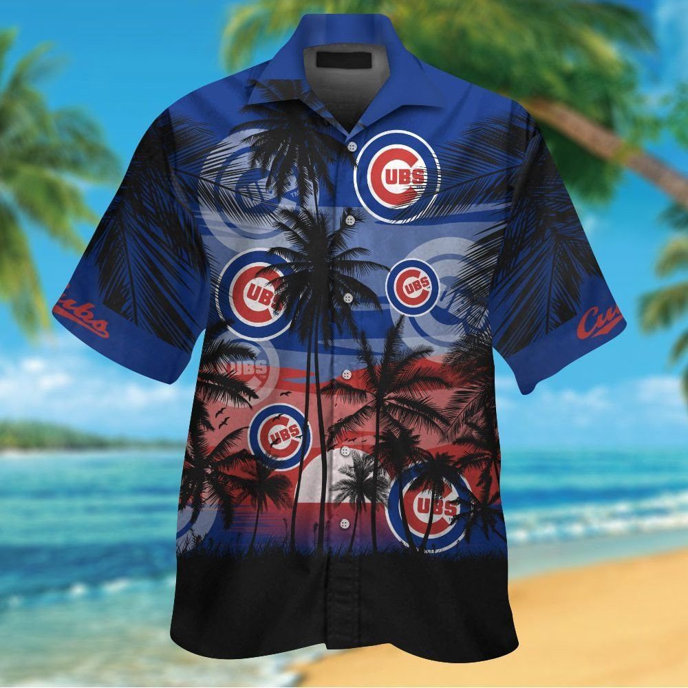 Chicago Cubs Short Sleeve Button Up Tropical Shirt Hawaiian Shirt Unisex T-shirt, Sweatshirt, Hoodie, Long Sleeve Tee - T-Shirt, Sweatshirt, Hoodie
