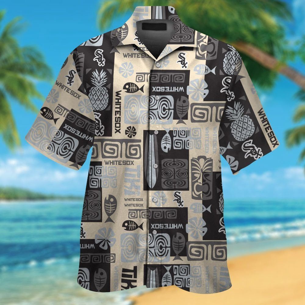 Chicago White Sox Short Sleeve Button Up Tropical Hawaiian Shirt VER010 Unisex T-shirt, Sweatshirt, Hoodie, Long Sleeve Tee - T-Shirt, Sweatshirt, Hoodie