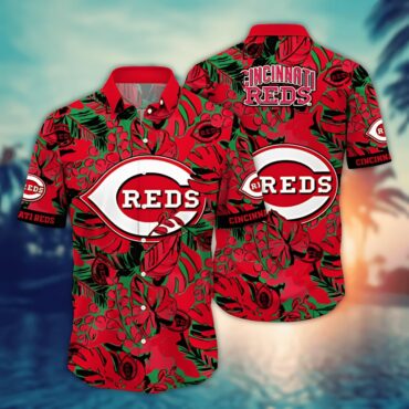 Cincinnati Reds Bold Tropics Hawaiian Shirt Unisex T-shirt, Sweatshirt, Hoodie, Long Sleeve Tee - T-Shirt, Sweatshirt, Hoodie
