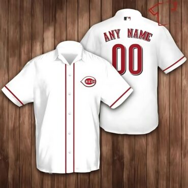 Cincinnati Reds Classic Pinstripe Custom Hawaiian Shirt Unisex T-shirt, Sweatshirt, Hoodie, Long Sleeve Tee - T-Shirt, Sweatshirt, Hoodie