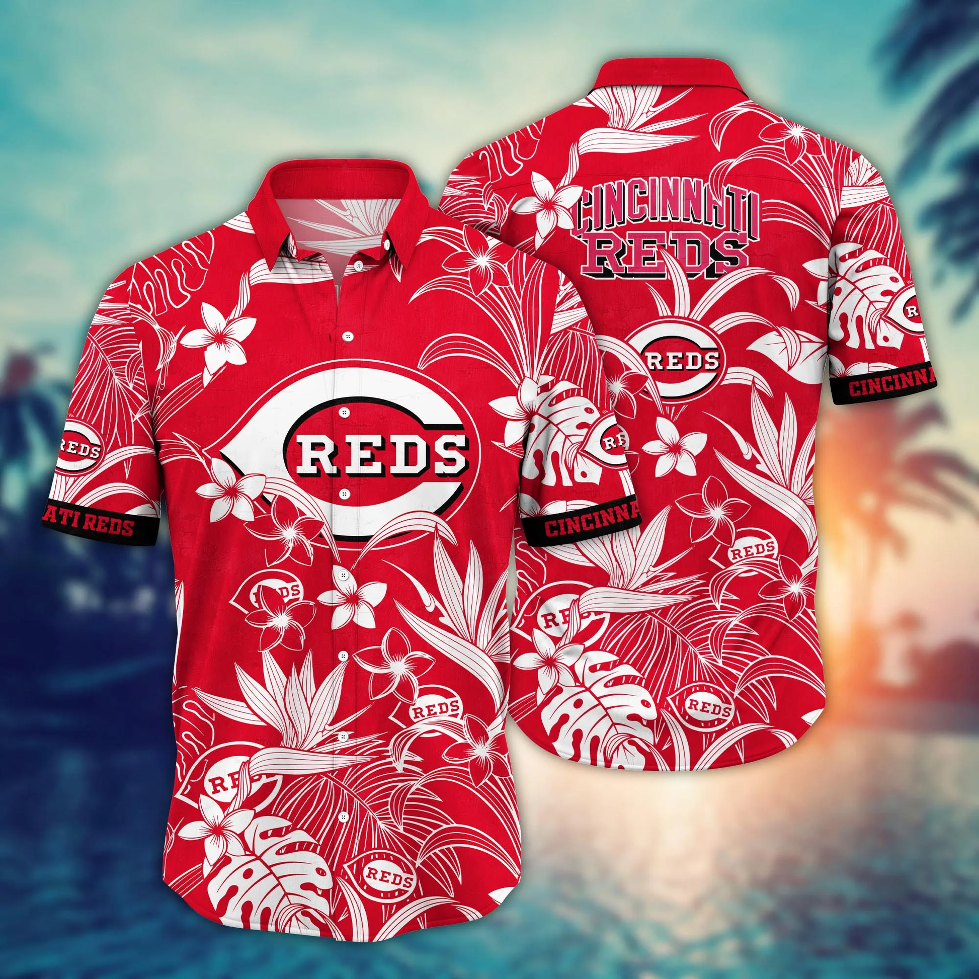 Cincinnati Reds MLB Hawaiian Shirt Sunshinetime Aloha Shirt Unisex T-shirt, Sweatshirt, Hoodie, Long Sleeve Tee - T-Shirt, Sweatshirt, Hoodie