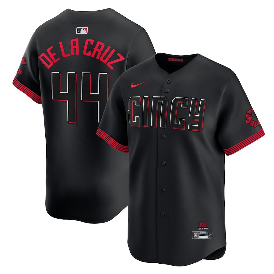 Elly De La Cruz Cincinnati Reds City Connect Jersey - Black baseball jersey product view 1