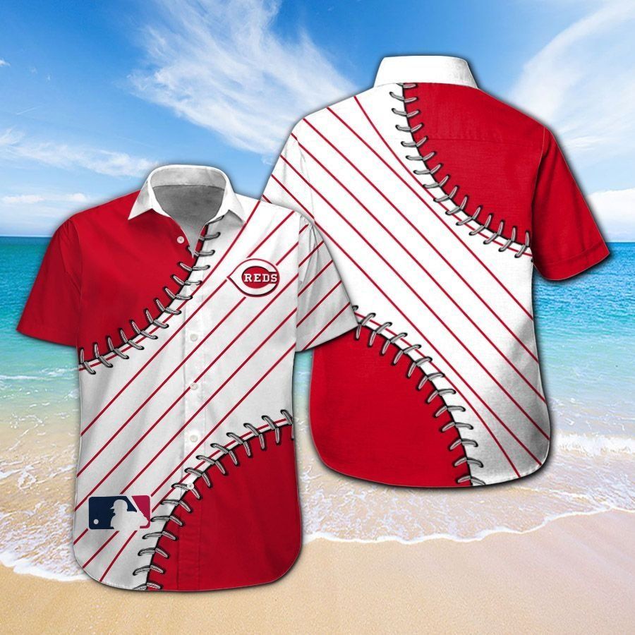Cincinnati Reds Short Sleeve Button Up Tropical Hawaiian Shirt VER01 Unisex T-shirt, Sweatshirt, Hoodie, Long Sleeve Tee - T-Shirt, Sweatshirt, Hoodie