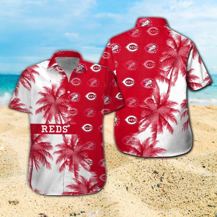 Cincinnati Reds Short Sleeve Button Up Tropical Hawaiian Shirt VER011 Unisex T-shirt, Sweatshirt, Hoodie, Long Sleeve Tee - T-Shirt, Sweatshirt, Hoodie