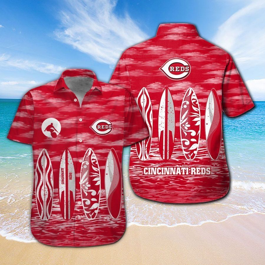Cincinnati Reds Short Sleeve Button Up Tropical Hawaiian Shirt VER02 Unisex T-shirt, Sweatshirt, Hoodie, Long Sleeve Tee - T-Shirt, Sweatshirt, Hoodie