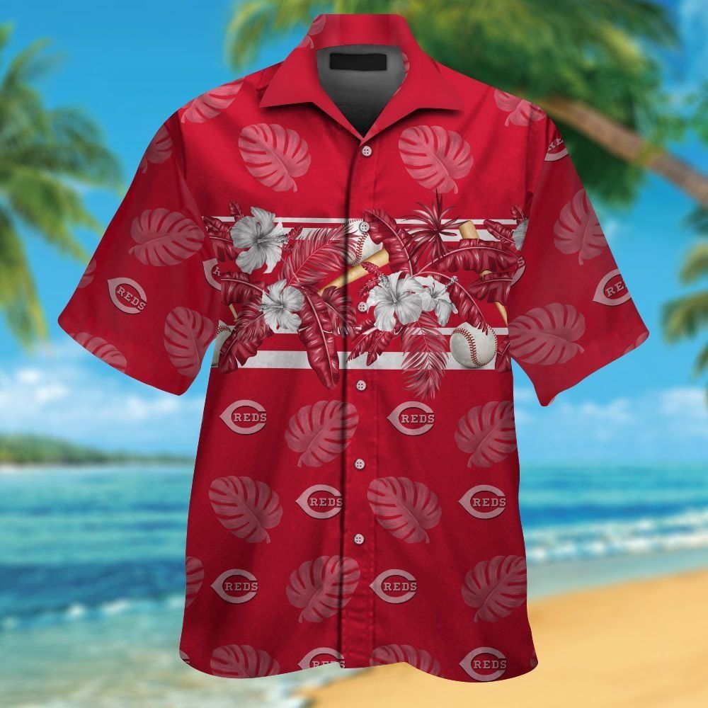 Cincinnati Reds Short Sleeve Button Up Tropical Hawaiian Shirt VER03 Unisex T-shirt, Sweatshirt, Hoodie, Long Sleeve Tee - T-Shirt, Sweatshirt, Hoodie