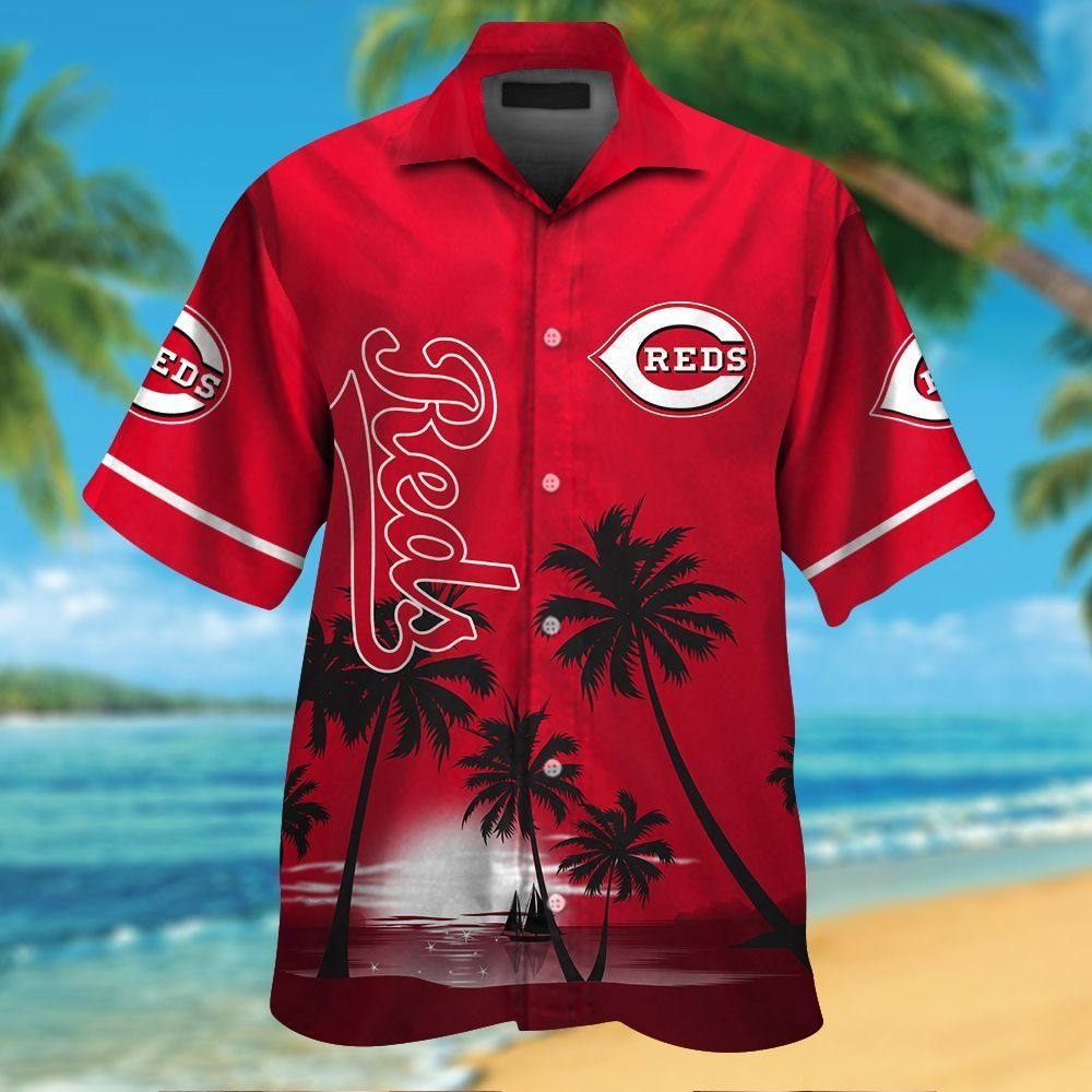 Cincinnati Reds Short Sleeve Button Up Tropical Hawaiian Shirt VER09 Unisex T-shirt, Sweatshirt, Hoodie, Long Sleeve Tee - T-Shirt, Sweatshirt, Hoodie