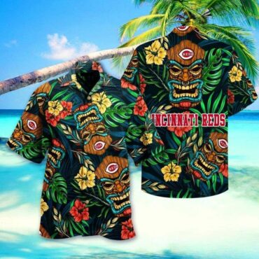 Cincinnati Reds Tiki Vibes Hawaiian Shirt Unisex T-shirt, Sweatshirt, Hoodie, Long Sleeve Tee - T-Shirt, Sweatshirt, Hoodie
