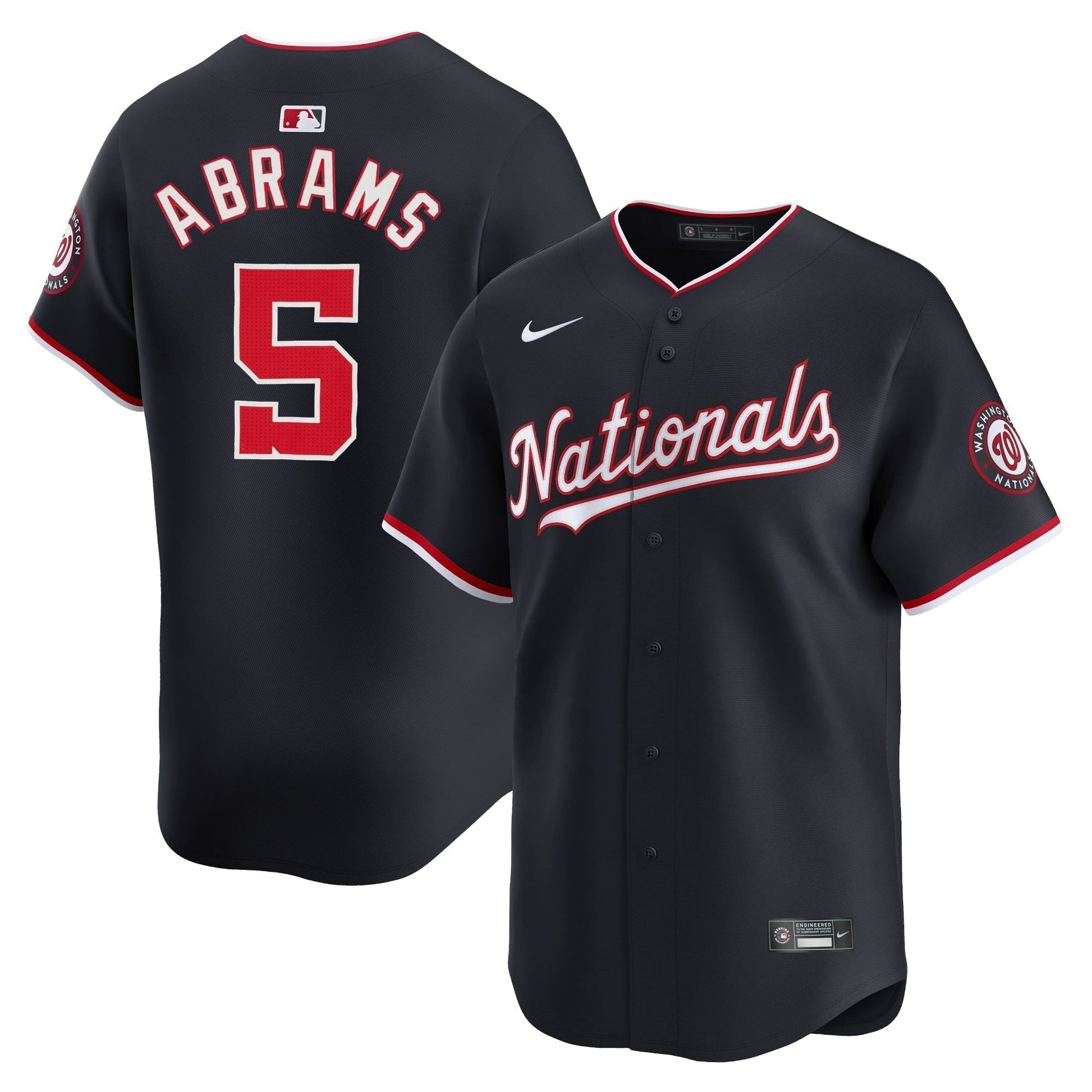 CJ Abrams Washington Nationals Alternate Jersey - Navy baseball jersey product view 1