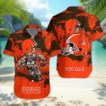 Cleveland Browns Personalized Gridiron Warrior Hawaiian Shirt Unisex T-shirt, Sweatshirt, Hoodie, Long Sleeve Tee - T-Shirt, Sweatshirt, Hoodie