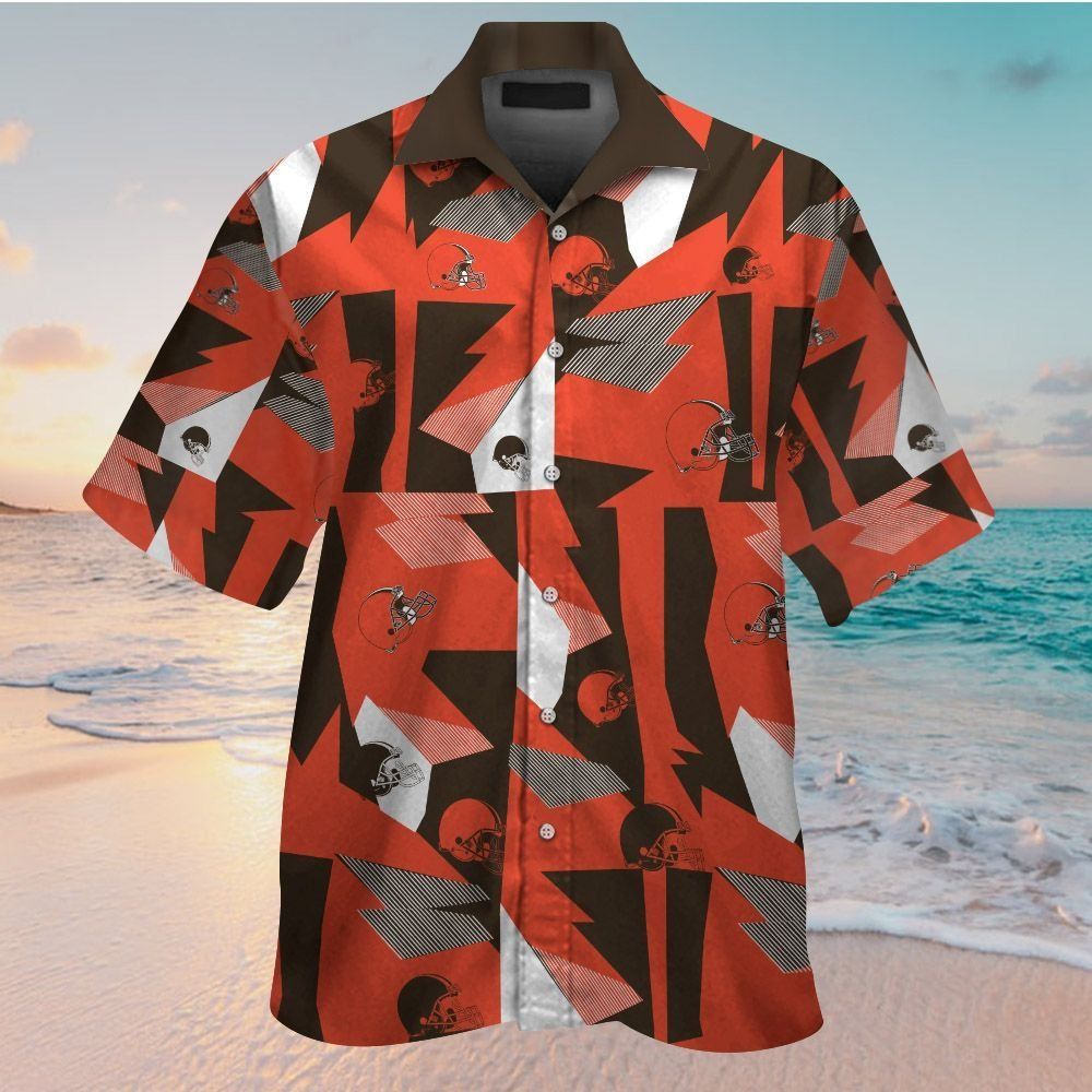 Cleveland Browns Short Sleeve Button Up Tropical Hawaiian Shirt VER03 Unisex T-shirt, Sweatshirt, Hoodie, Long Sleeve Tee - T-Shirt, Sweatshirt, Hoodie