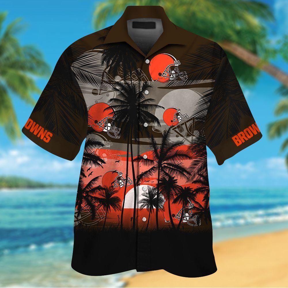 Cleveland Browns Short Sleeve Button Up Tropical Shirt Hawaiian Shirt Unisex T-shirt, Sweatshirt, Hoodie, Long Sleeve Tee - T-Shirt, Sweatshirt, Hoodie