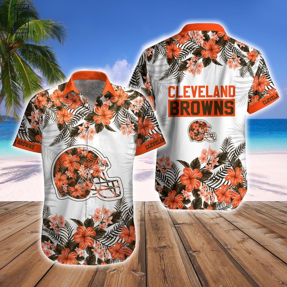Cleveland Browns Tropical Hawaiian Shirt Short Combo Unisex T-shirt, Sweatshirt, Hoodie, Long Sleeve Tee - T-Shirt, Sweatshirt, Hoodie