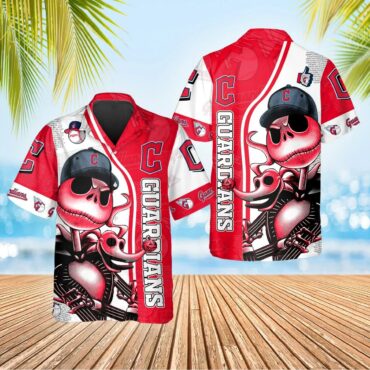 Cleveland Guardians Jack Skeleton Hawaiian Shirt Unisex T-shirt, Sweatshirt, Hoodie, Long Sleeve Tee - T-Shirt, Sweatshirt, Hoodie