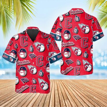 Cleveland Guardians Logo Mania Hawaiian Shirt Unisex T-shirt, Sweatshirt, Hoodie, Long Sleeve Tee - T-Shirt, Sweatshirt, Hoodie