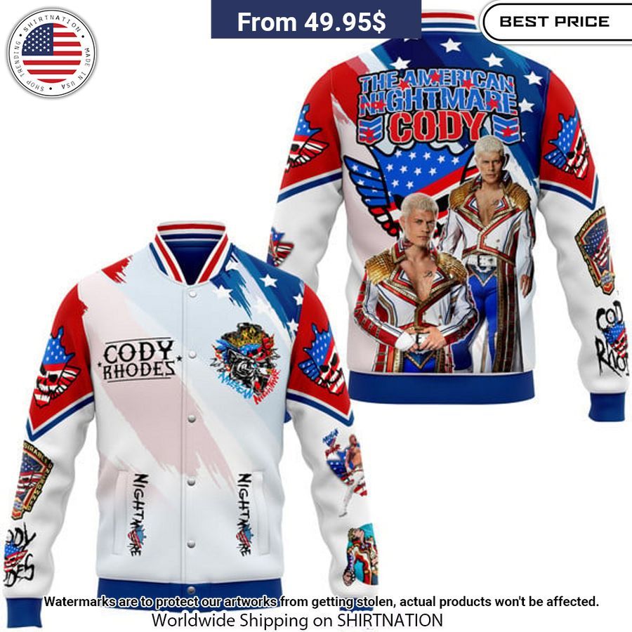 Cody Rhodes US Flag Baseball Jacket Unisex T-shirt, Sweatshirt, Hoodie, Long Sleeve Tee - T-Shirt, Sweatshirt, Hoodie