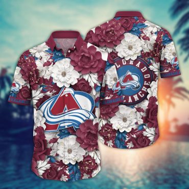 Colorado Avalanche Floral Elegance Hawaiian Shirt Unisex T-shirt, Sweatshirt, Hoodie, Long Sleeve Tee - T-Shirt, Sweatshirt, Hoodie