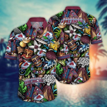 Colorado Avalanche Island Tiki Hawaiian Shirt Unisex T-shirt, Sweatshirt, Hoodie, Long Sleeve Tee - T-Shirt, Sweatshirt, Hoodie