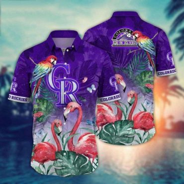 Colorado Rockies Flamingo Paradise Hawaiian Shirt Unisex T-shirt, Sweatshirt, Hoodie, Long Sleeve Tee - T-Shirt, Sweatshirt, Hoodie