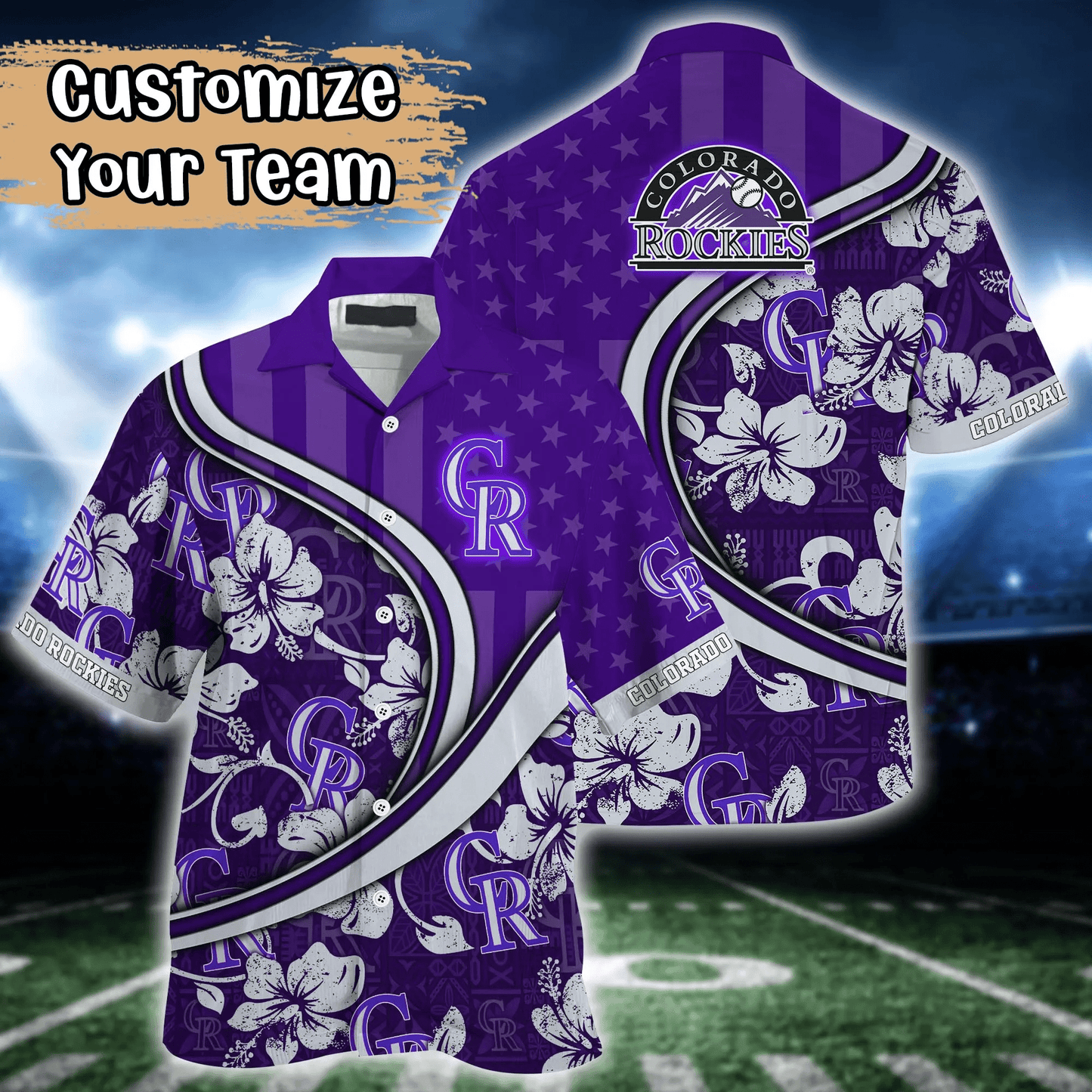 Colorado Rockies MLB Us Flag Hawaiian Shirt Custom Summer Aloha Shirt Unisex T-shirt, Sweatshirt, Hoodie, Long Sleeve Tee - T-Shirt, Sweatshirt, Hoodie