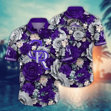 Colorado Rockies Purple Bloom Hawaiian Shirt Unisex T-shirt, Sweatshirt, Hoodie, Long Sleeve Tee - T-Shirt, Sweatshirt, Hoodie