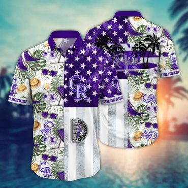 Colorado Rockies Tropical Stars Hawaiian Shirt Unisex T-shirt, Sweatshirt, Hoodie, Long Sleeve Tee - T-Shirt, Sweatshirt, Hoodie
