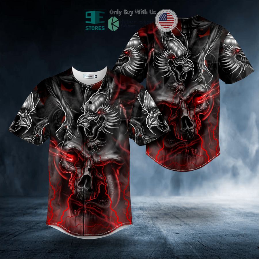 BEST Combat Dragon Glowing Eye Ghost Skull Baseball Jersey Unisex T-shirt, Sweatshirt, Hoodie, Long Sleeve Tee - T-Shirt, Sweatshirt, Hoodie