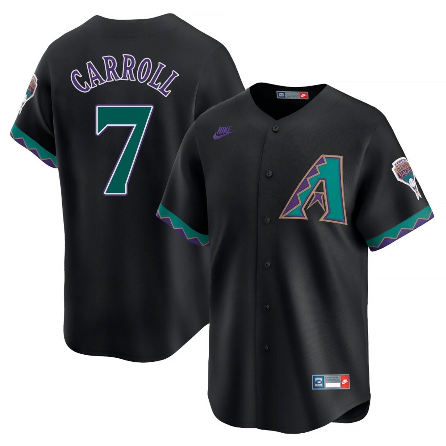 Corbin Carroll Arizona Diamondbacks Cooperstown Jersey Black baseball jersey product view 1
