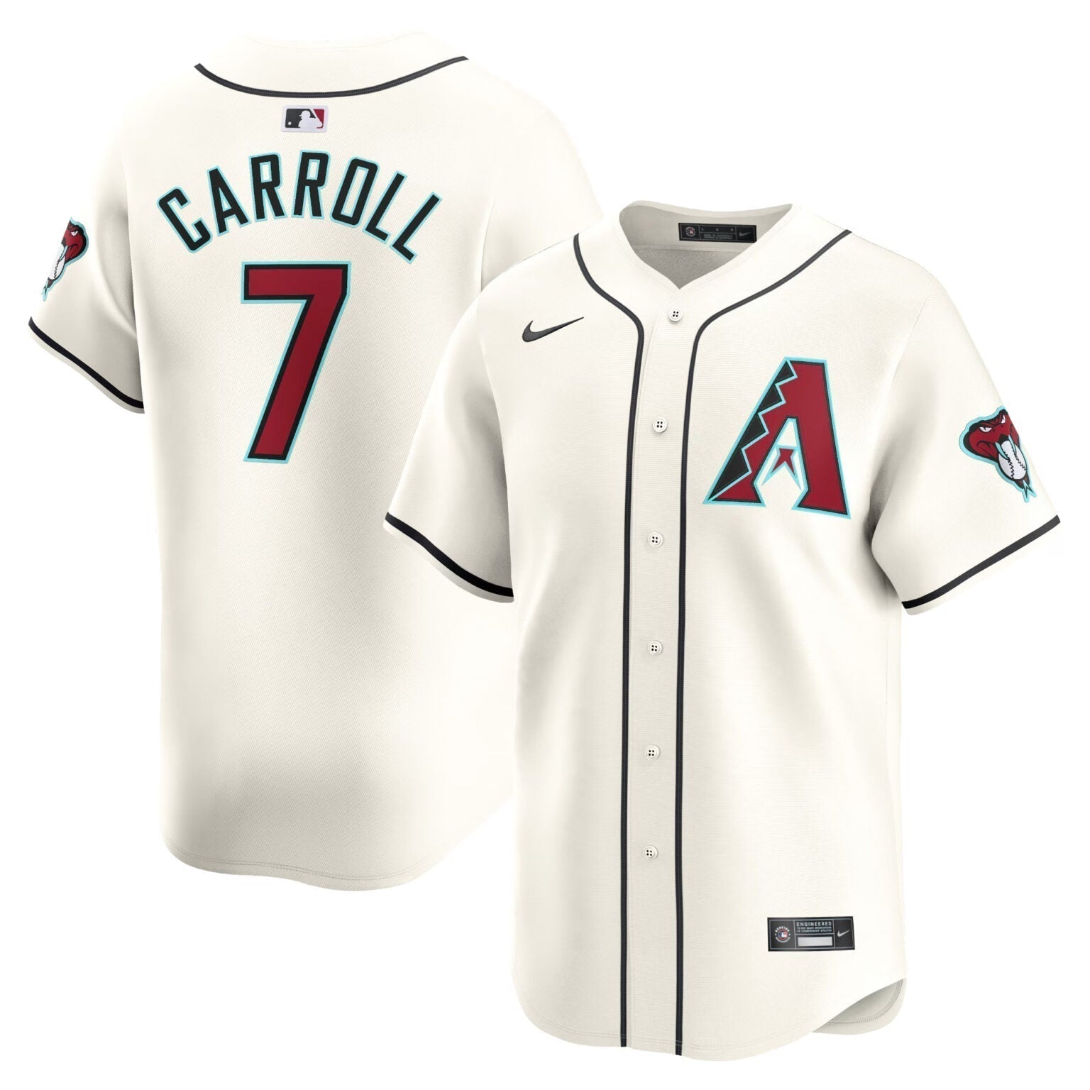 Corbin Carroll Arizona Diamondbacks Home Limited Jersey Cream baseball jersey product view 1