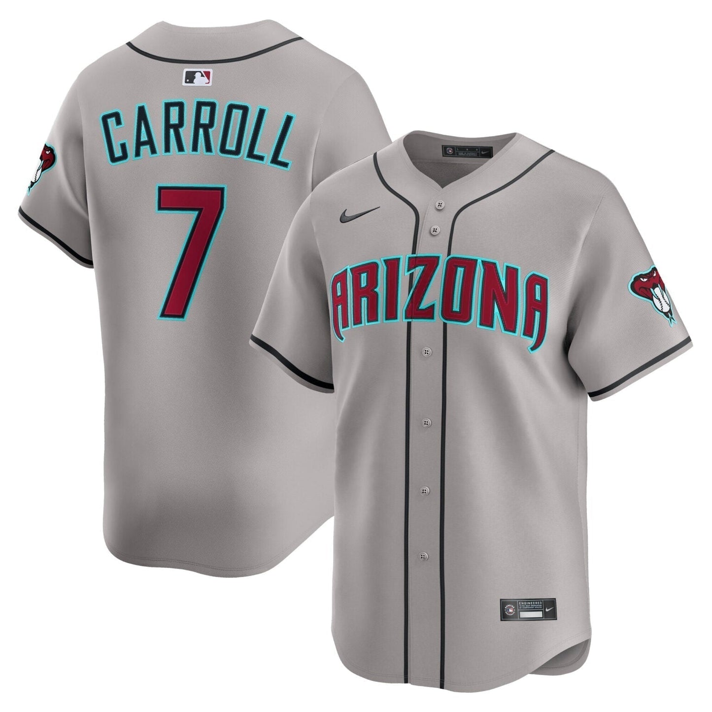 Corbin Carroll Arizona Diamondbacks Road Limited Jersey Grey baseball jersey product view 1