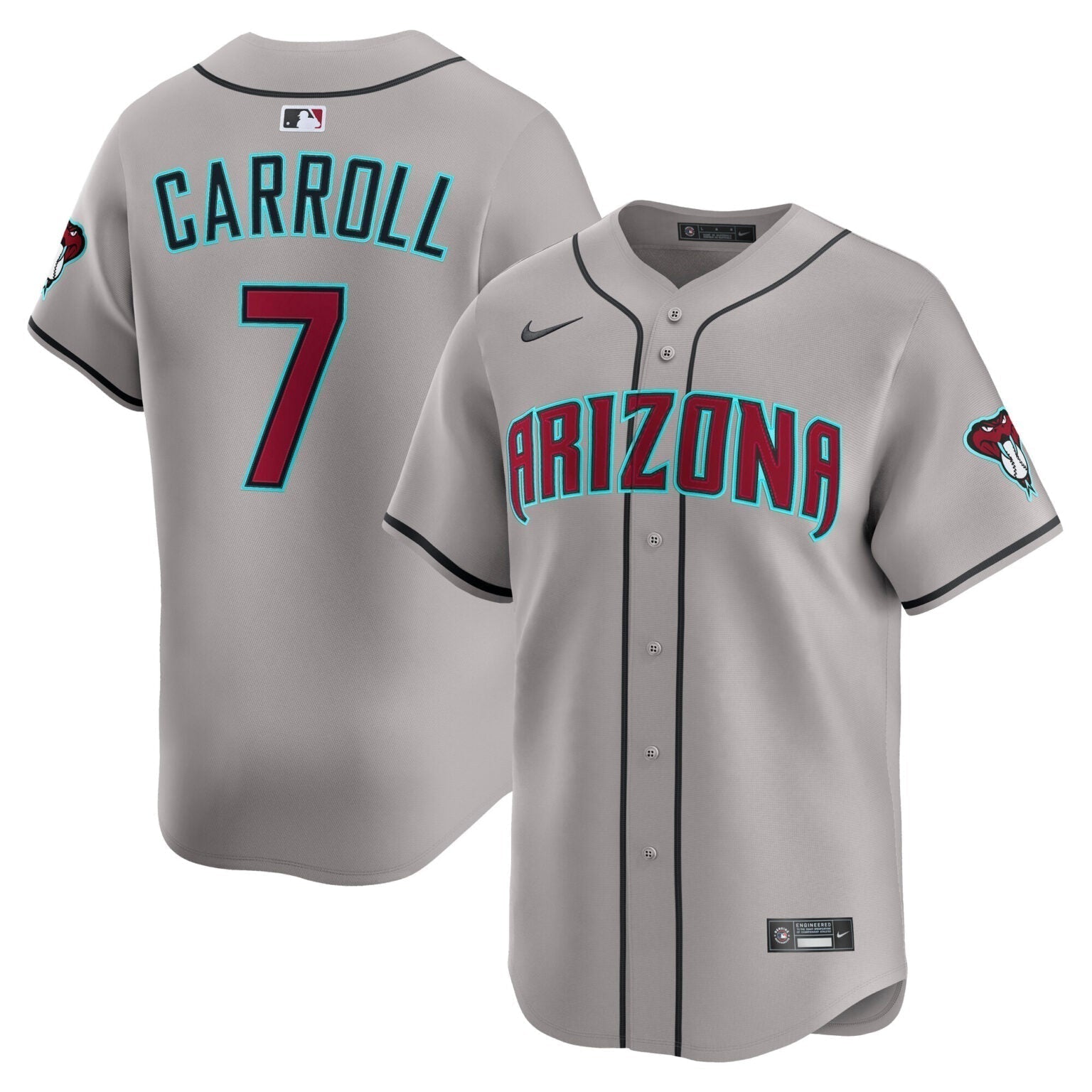 Corbin Carroll Arizona Diamondbacks Road Limited Jersey Grey baseball jersey product view 1