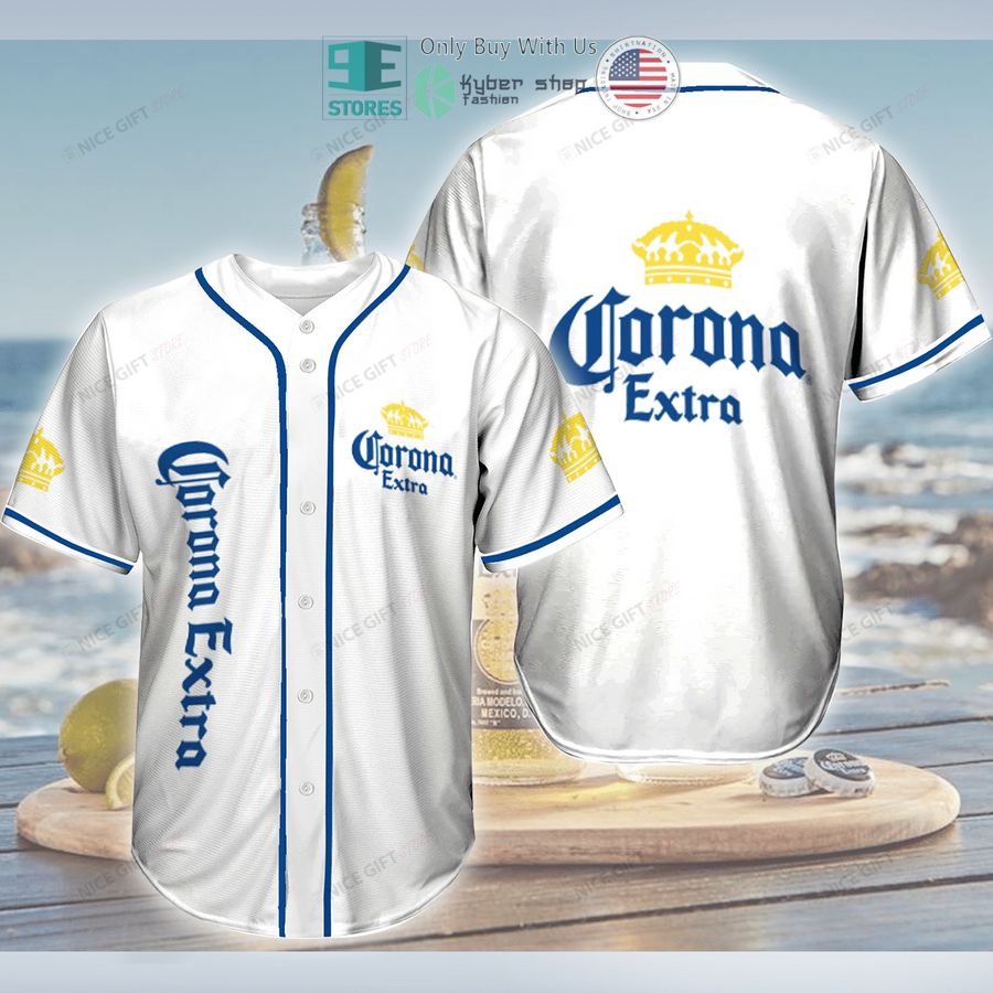BEST Corona Extra logo white Baseball Jersey Unisex T-shirt, Sweatshirt, Hoodie, Long Sleeve Tee - T-Shirt, Sweatshirt, Hoodie