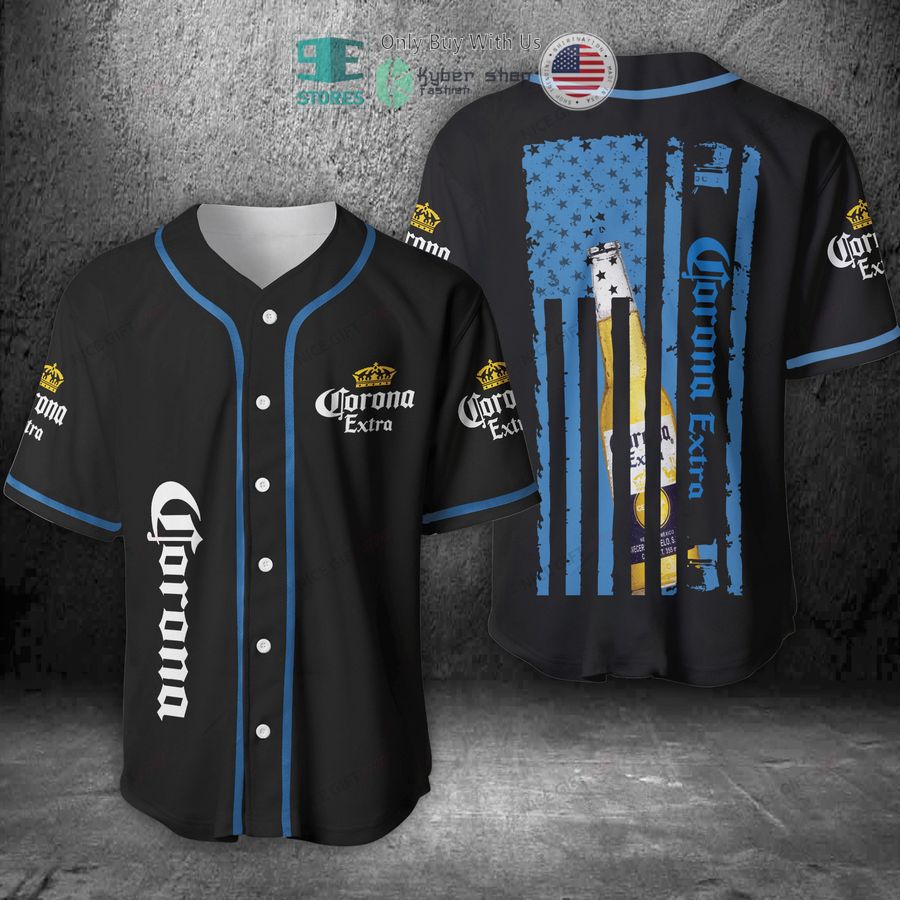 BEST Corona Extra United States Flag black Baseball Jersey Unisex T-shirt, Sweatshirt, Hoodie, Long Sleeve Tee - T-Shirt, Sweatshirt, Hoodie
