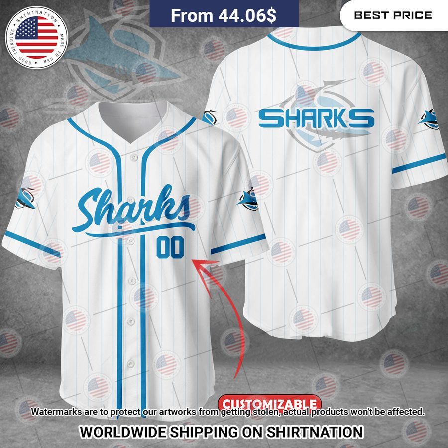 Cronulla Sharks Custom Baseball Jersey Unisex T-shirt, Sweatshirt, Hoodie, Long Sleeve Tee - T-Shirt, Sweatshirt, Hoodie