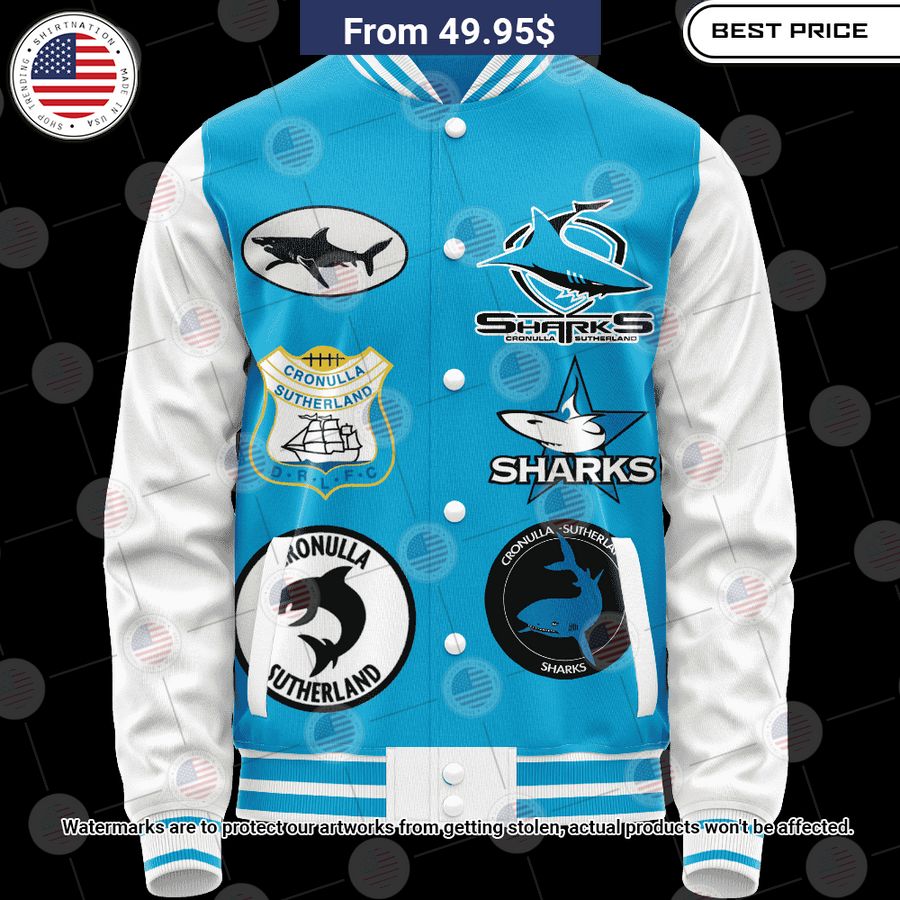 BEST Cronulla Sutherland Sharks Retro Logo Revolution Custom Baseball Jacket Unisex T-shirt, Sweatshirt, Hoodie, Long Sleeve Tee - T-Shirt, Sweatshirt, Hoodie
