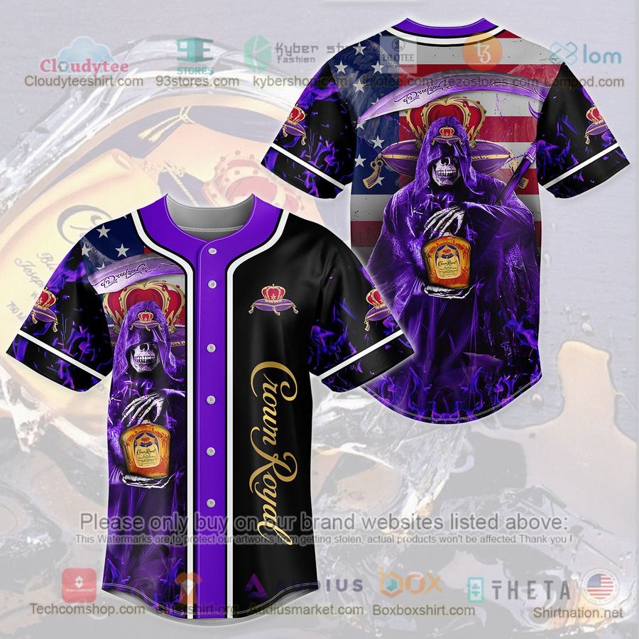 HOT Crown Royal Grim Reaper United States Flag Baseball Jersey Shirt Unisex T-shirt, Sweatshirt, Hoodie, Long Sleeve Tee - T-Shirt, Sweatshirt, Hoodie