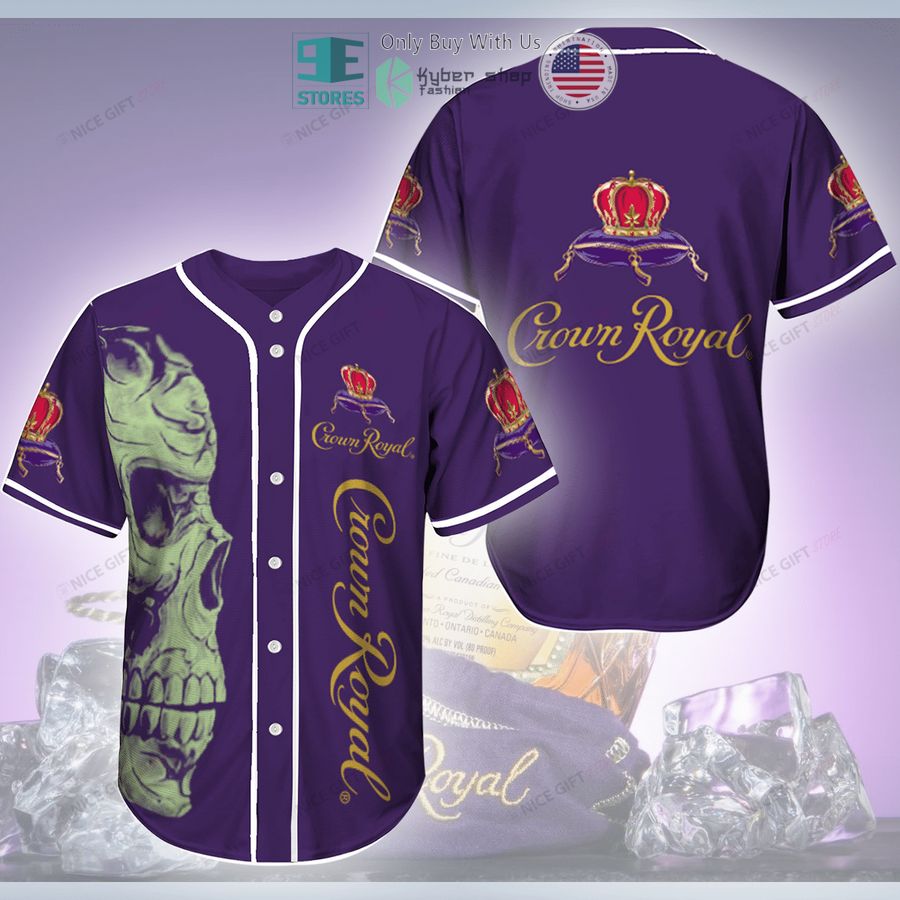 BEST Crown Royal logo skull purple Baseball Jersey Unisex T-shirt, Sweatshirt, Hoodie, Long Sleeve Tee - T-Shirt, Sweatshirt, Hoodie