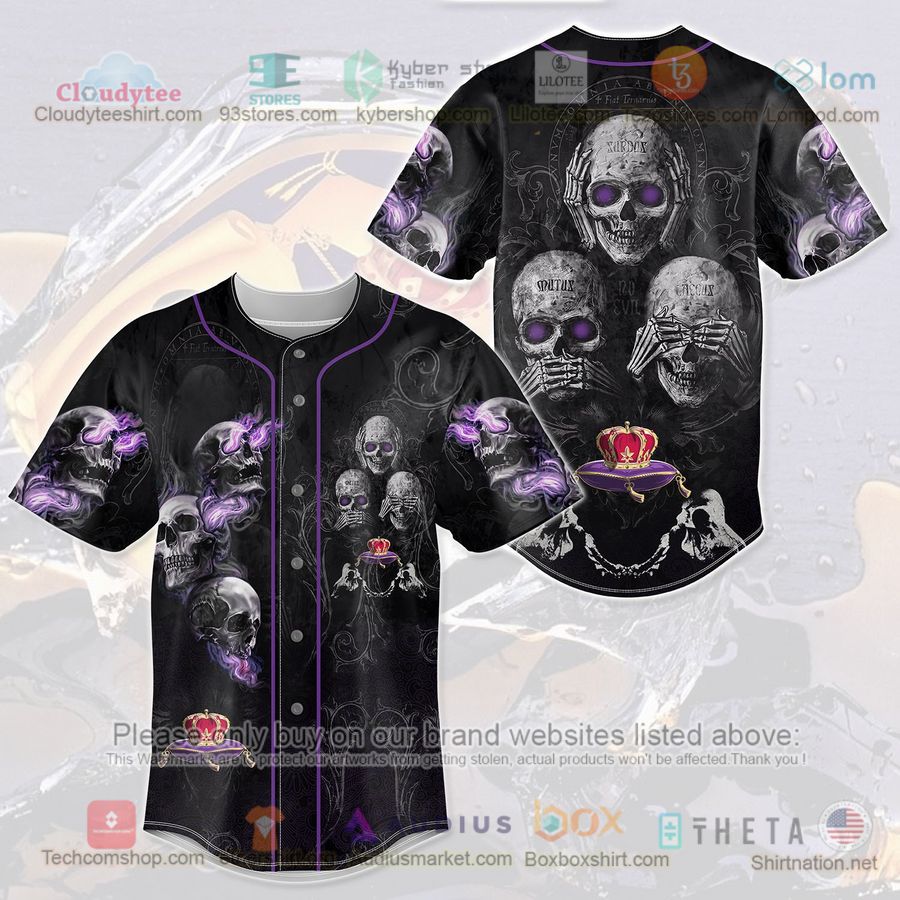 HOT Crown Royal No Evil skull Baseball Jersey Shirt Unisex T-shirt, Sweatshirt, Hoodie, Long Sleeve Tee - T-Shirt, Sweatshirt, Hoodie