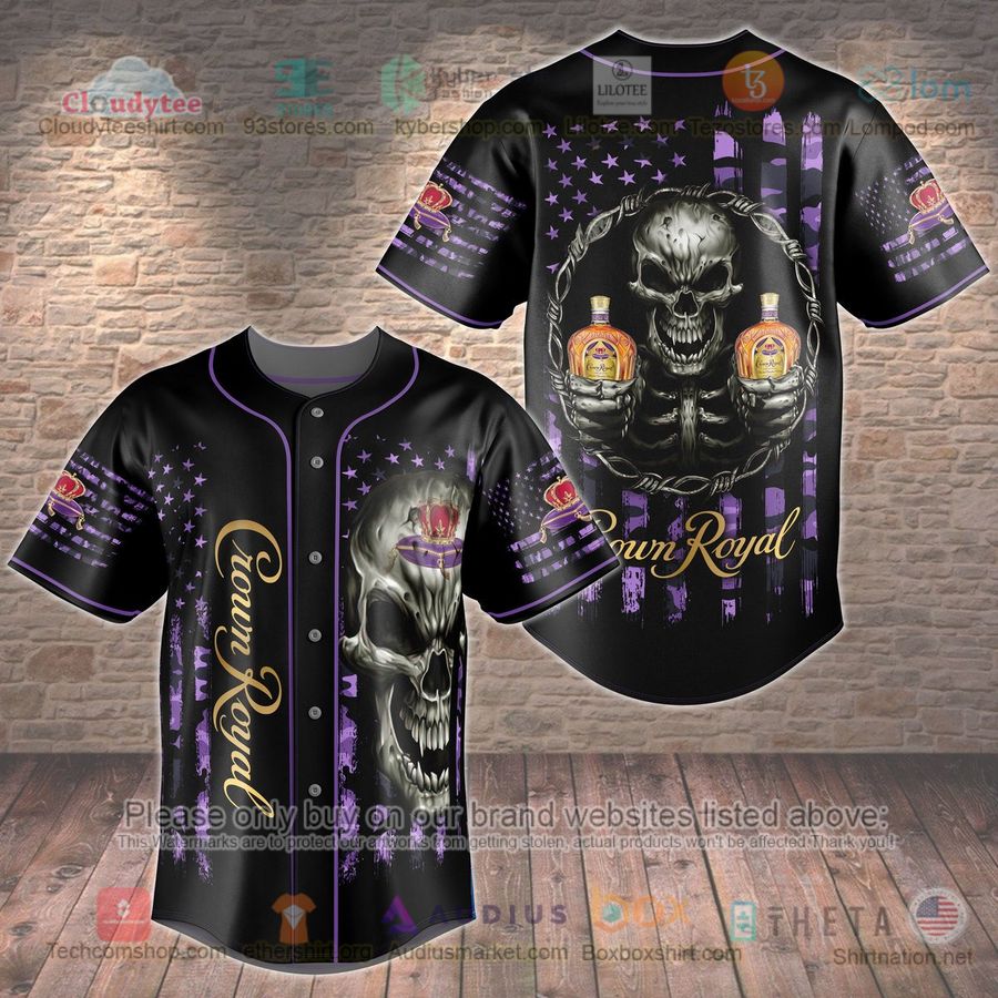 HOT Crown Royal Skull United States Flag Baseball Jersey Shirt Unisex T-shirt, Sweatshirt, Hoodie, Long Sleeve Tee - T-Shirt, Sweatshirt, Hoodie