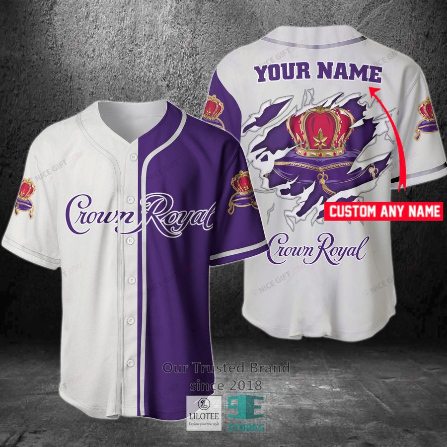 Crown Royal Your Name White Purple Baseball Jersey Unisex T-shirt, Sweatshirt, Hoodie, Long Sleeve Tee - T-Shirt, Sweatshirt, Hoodie