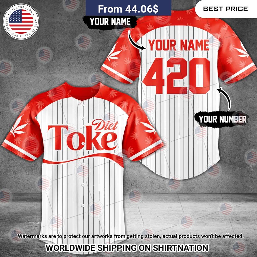Custom Diet Toke 420 Baseball Jersey Unisex T-shirt, Sweatshirt, Hoodie, Long Sleeve Tee - T-Shirt, Sweatshirt, Hoodie