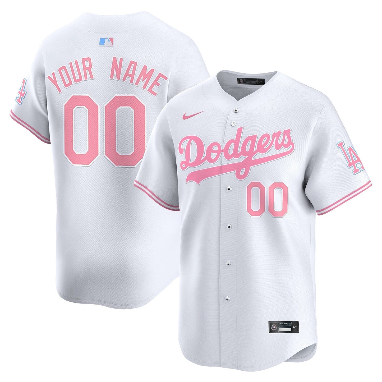 Custom Los Angeles Dodgers Bubblegum Jersey - White baseball jersey product view 1