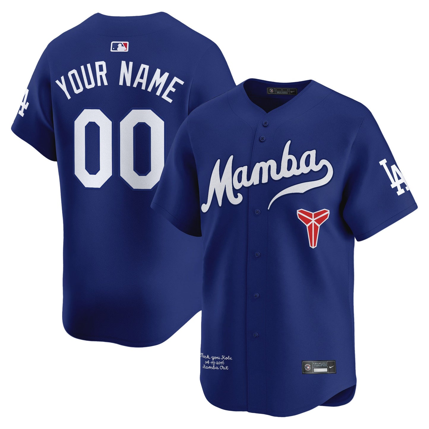 Custom Los Angeles Dodgers Kobe Honor Collection Jersey - Royal Blue basketball jersey product view 1