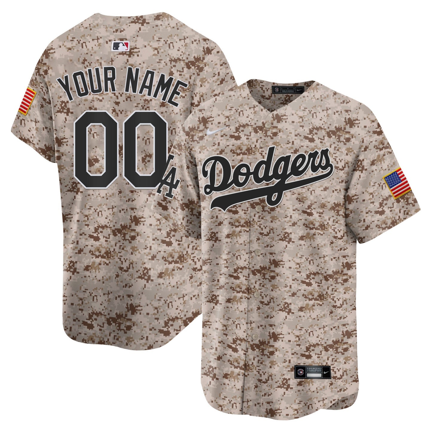 Custom Los Angeles Dodgers USMC Jersey - Desert Camo baseball jersey product view 1