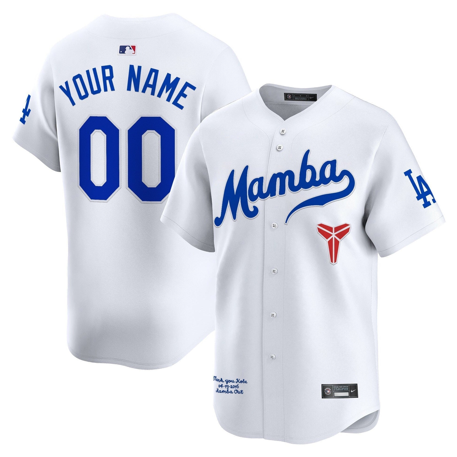 Custom Los Angeles Dodgers Kobe Honor Collection Jersey - White basketball jersey product view 1