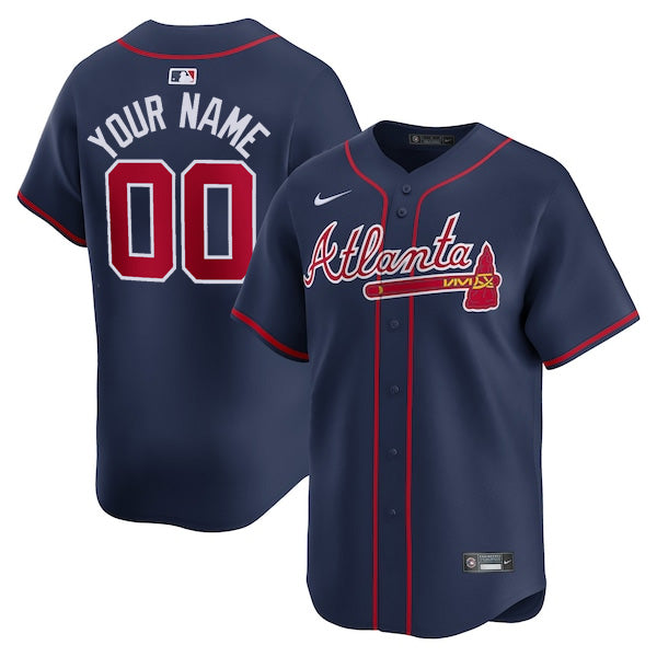 Custom Atlanta Braves Alternate Jersey - Navy baseball jersey product view 1