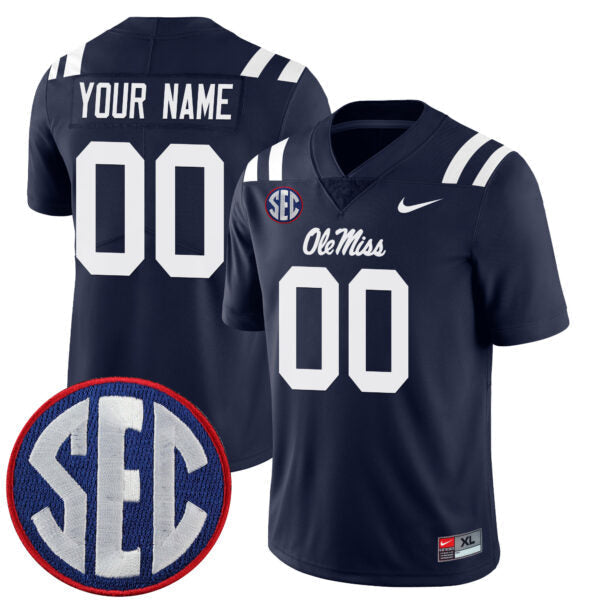 Custom Ole Miss Rebels Jersey - Navy sports jersey product view 1