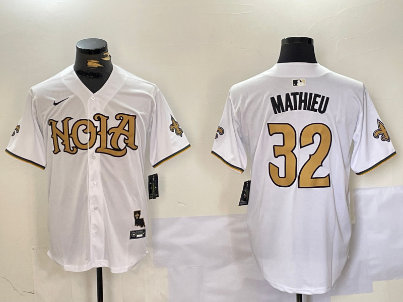 Men's New Orleans Saints Tyrann Mathieu White Game Jersey football jersey product view 1